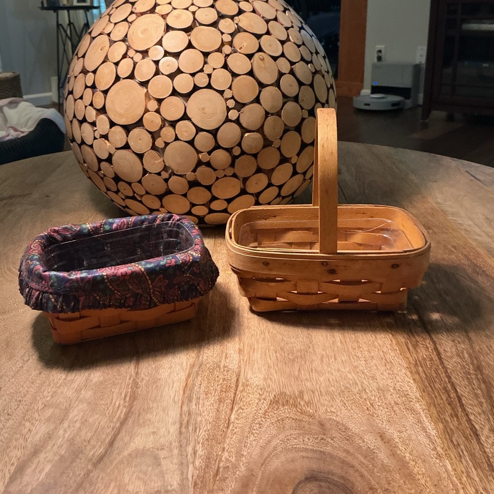 Longaberger 1997 Business Card Basket Combo & 1999 Parsley Booking Basket